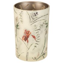 Itens Porta-velas de vidro com estampa floral para momentos aconchegantes em casa, 18 cm
