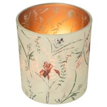 Itens Lanterna decorativa de vidro com motivo floral para dar um toque especial à sua casa, 8cm, conjunto de 4 peças.