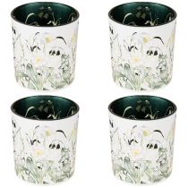 Itens Lanterna decorativa de vidro com design de folha para um toque de estilo na sua casa, 8 cm, conjunto de 4 peças.