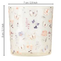 Itens Lanterna decorativa de vidro com design de borboleta para dar um toque de estilo à sua casa, 8 cm, conjunto de 4 peças.