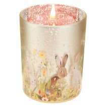 Itens Lanterna decorativa de vidro com motivo de coelho da Páscoa para enfeitar a casa na primavera, 12,5 cm, 2 peças.