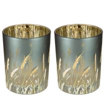 Itens Elegante lanterna decorativa com motivo de grama para dar um toque aconchegante à sua sala de estar, 12,5 cm, 2 peças.