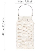 Itens Lanterna suspensa, decoração de verão, macramê, altura 35,5 cm, largura 19 cm.