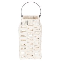 Itens Lanterna suspensa, decoração de verão, macramê, altura 35,5 cm, largura 19 cm.