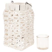 Itens Lanterna suspensa, decoração de verão, macramê, altura 35,5 cm, largura 19 cm.