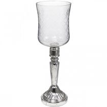 Lanterna de vidro vela vidro antigo olhar claro, prata Ø11.5cm H34.5cm