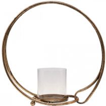 Itens Lanterna castiçal de metal vidro dourado Ø33cm