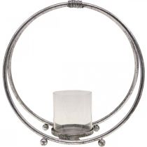 Itens Lanterna de metal castiçal de vidro prateado Ø33cm