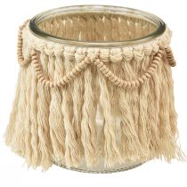 Itens Lanterna Franjas de Vidro Macrame Creme Boho Ø9,5cm 4pcs