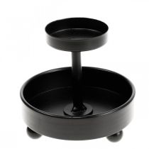 Lanterna Vidro Suporte Tealight Metal Preto Alt 18cm