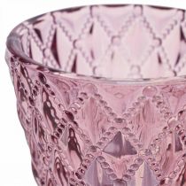Lanterna vidro suporte tealight padrão diamante Ø7.5cm A6cm 4uds