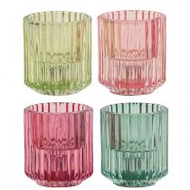 Itens Porta-velas de vidro com nervuras de lanterna Ø5,5cm A6cm 4uds