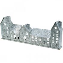 Itens Fileira de casas, decoração metálica para iluminação, decoração de Advento, lanterna prateada L52cm A20cm