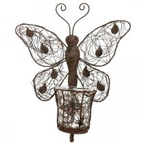 Lanterna decoração de parede de metal borboleta decoração ferrugem 36,5 cm