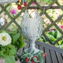 Itens Lanterna de metal branco, suporte de tealight flor Ø13cm H30cm