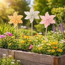 Itens Estaca de jardim em formato de moinho de vento, decoração atraente para pátio, jardim e varanda, 47 cm, 3 peças