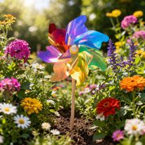 Itens Moinho de vento para varanda, peça decorativa colorida e atraente, ideal para jardim de verão, 75 cm