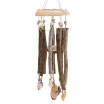 Carrilhão de vento madeira, conchas decoração marítima natureza Ø14cm A40cm