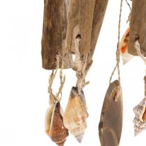 Carrilhão de vento madeira, conchas decoração marítima natureza Ø14cm A40cm