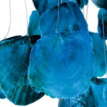 Itens Carrilhão de vento marítimo pendurado decoração conchas Capiz azul 90cm