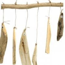 Decoração de peixes marítimos, sinos de vento de madeira flutuante, decoração de madeira C 50 cm L 30 cm