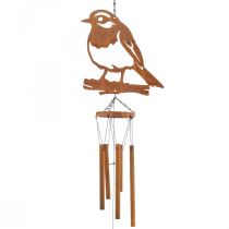 Carrilhão de vento carrilhão de metal pássaro de jardim pátina 22,5x82cm