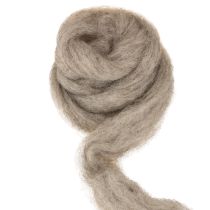 Itens Cordão de lã decorativo cinza-natural de 2m, lã feltrada para artesanato e floricultura.