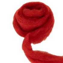 Itens Cordão de lã, lã decorativa, vermelha, 2m de lã feltrada para floricultura, decoração e artesanato.