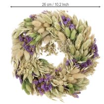 Itens Coroa de flores secas para primavera e verão, para mesa e porta de entrada, para ocasiões especiais com detalhes coloridos, 26 cm