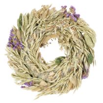 Itens Coroa de flores secas para primavera e verão, para mesa e porta de entrada, para ocasiões especiais com detalhes coloridos, 26 cm