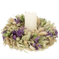 Itens Coroa de flores secas para primavera e verão, para mesa e porta de entrada, para ocasiões especiais com detalhes coloridos, 26 cm