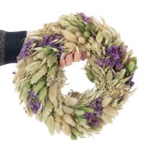 Itens Coroa de flores secas para primavera e verão, para mesa e porta de entrada, para ocasiões especiais com detalhes coloridos, 26 cm