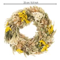 Itens Coroa de flores secas, decoração natural para mesa, sala de estar e corredor, 25 cm
