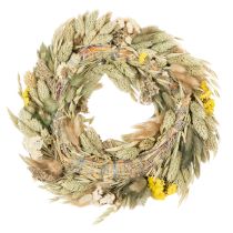 Itens Coroa de flores secas, decoração natural para mesa, sala de estar e corredor, 25 cm