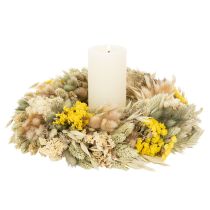 Itens Coroa de flores secas, decoração natural para mesa, sala de estar e corredor, 25 cm