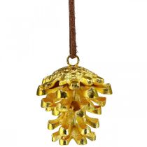 Cones decorativos de pinhas para pendurar Dourado H6cm