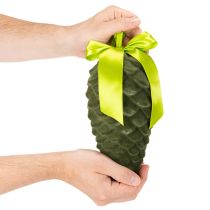 Itens Pingentes artificiais de pinha com fita e laço para presente, 23 cm, 3 peças