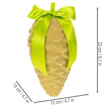 Itens Pingentes artificiais de pinha com fita e laço para presente, 23 cm, 3 peças