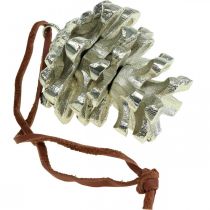 Itens Cones decorativos de pinha para pendurar prata H6cm