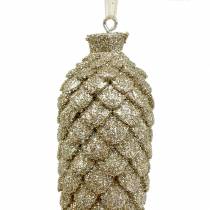 Itens Cones de decorações para árvores de natal ouro glitter 11cm 4 unidades