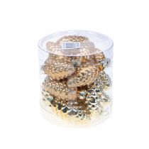 Itens Mistura de cone de vidro dourado 5cm 14 unid.