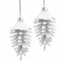 Enfeites para árvore de natal cones glitter branco 9cm x 4,5cm 6 unidades
