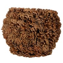 Itens Vaso decorativo com pinhas, aparência natural, 27 cm. Vaso redondo em formato de pinha, marrom natural, feito de pinhas, 27 cm x 22 cm.