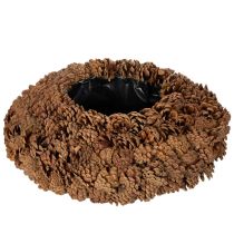 Itens Vaso redondo de pinha para plantas, 38 cm; vaso redondo de pinha, marrom natural, feito de pinhas, 38 cm x 14 cm