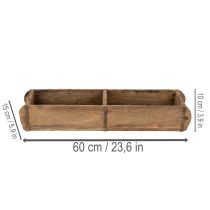 Itens Bandeja de madeira com dois compartimentos, formato autêntico de tijolo, ideal para casa ou escritório, 60 cm