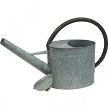 Itens Regador vintage de metal, cinza prateado, elegante peça de decoração para jardim, vaso de flores, 53 cm de comprimento x 29 cm de altura.