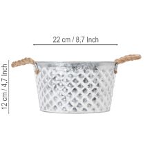 Itens Tigela de zinco, tigela decorativa, metal com alça de corda, Ø22cm A12cm