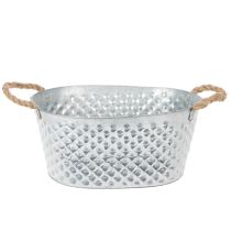Itens Tigela oval grande de zinco, 31 cm x 20 cm, 15 cm de altura.