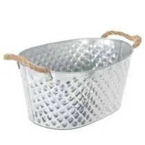 Itens Tigela oval grande de zinco, 31 cm x 20 cm, 15 cm de altura.