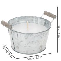 Itens Vela em balde de zinco para decoração aconchegante em terraços e varandas, 15 cm.